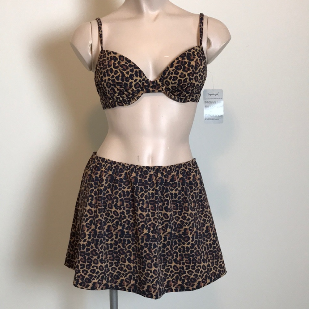 NEW Speigel 2Pc Retro Leopard Print Swimsuit Sz 8